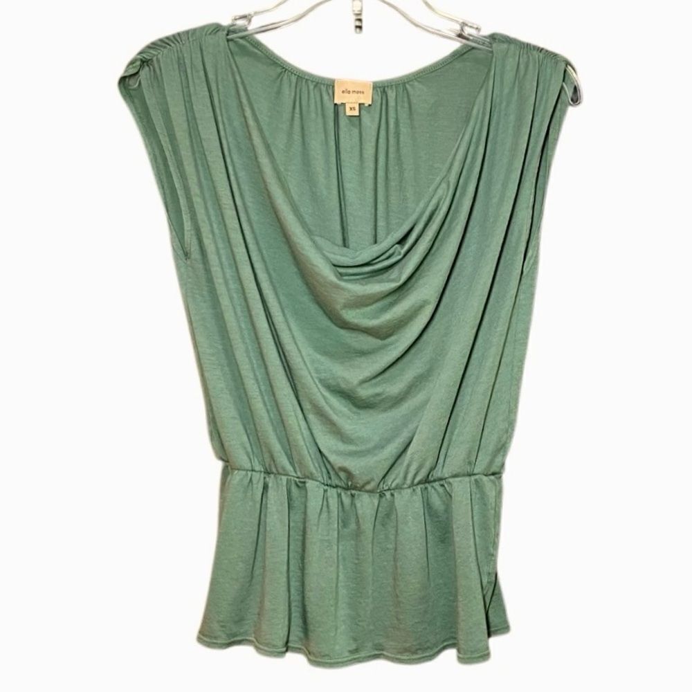 Ella Moss Draped Knit Top in Muted Green Women’s XS